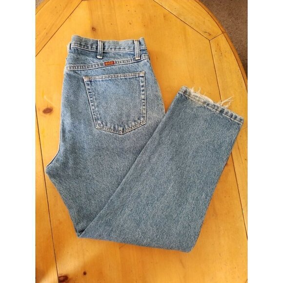 Rustler Men's Straight Leg Distressed Medium Blue Jeans #87619SW Size 38x30 - Picture 1 of 9